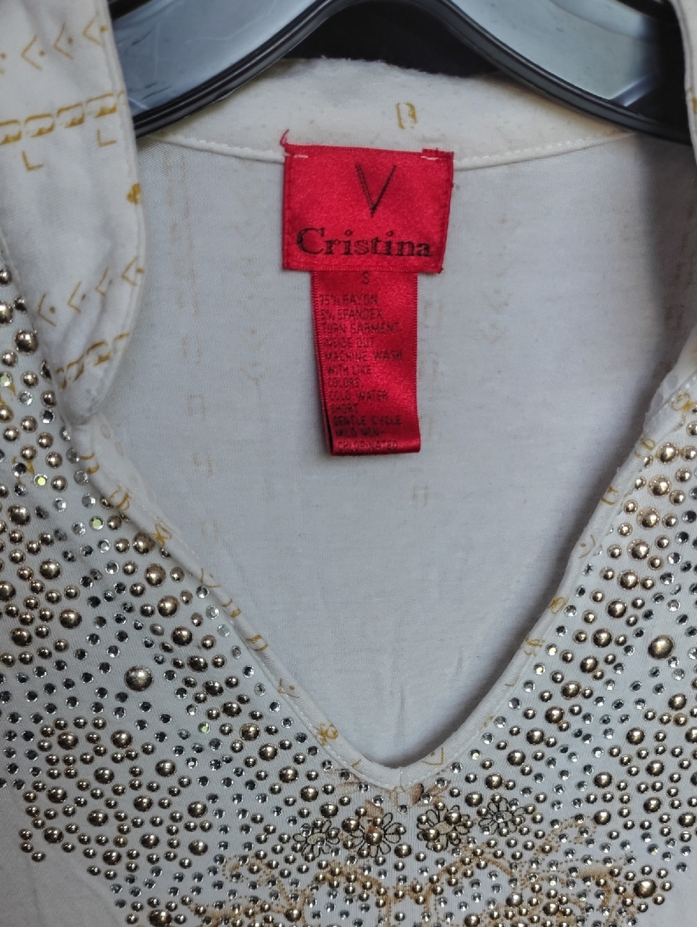 V-Detailed Cream Tunic with Gold Paisley Embellishment - Picture 2 of 2